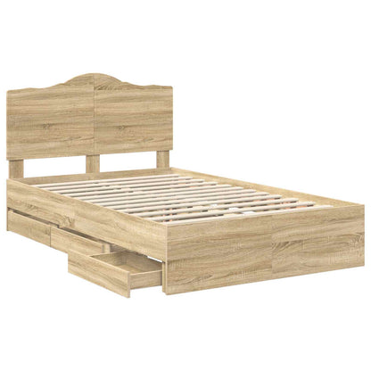 vidaXL Bed Frame with Drawer Sonoma Oak 120 x 200 cm Engineer Wood
