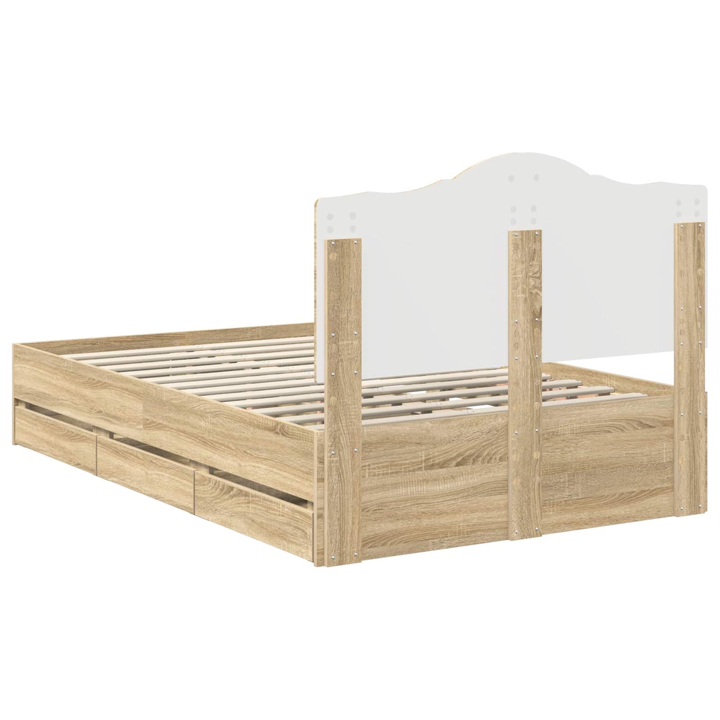 vidaXL Bed Frame with Drawer Sonoma Oak 120 x 200 cm Engineer Wood
