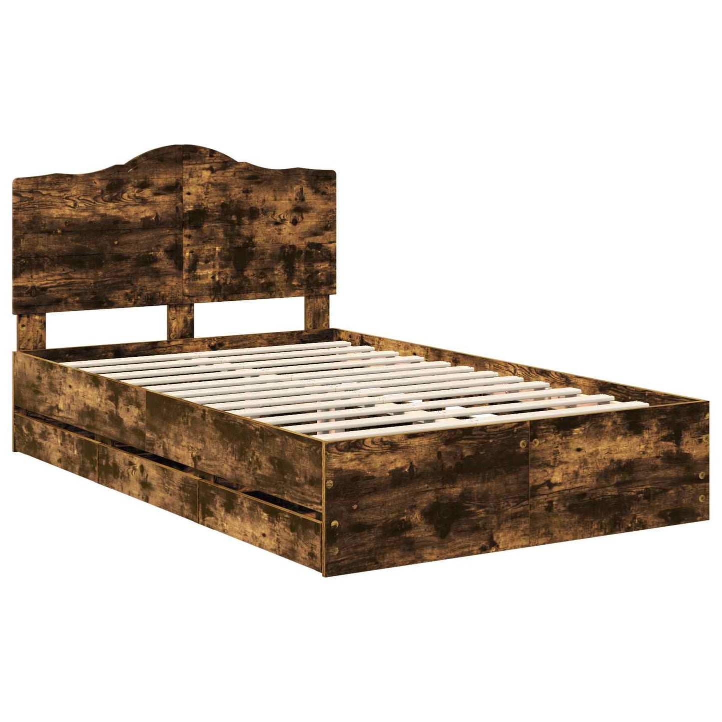 vidaXL Bed Frame with Drawer Smoked Oak 120 x 200 cm Engineer Wood