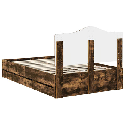vidaXL Bed Frame with Drawer Smoked Oak 120 x 200 cm Engineer Wood
