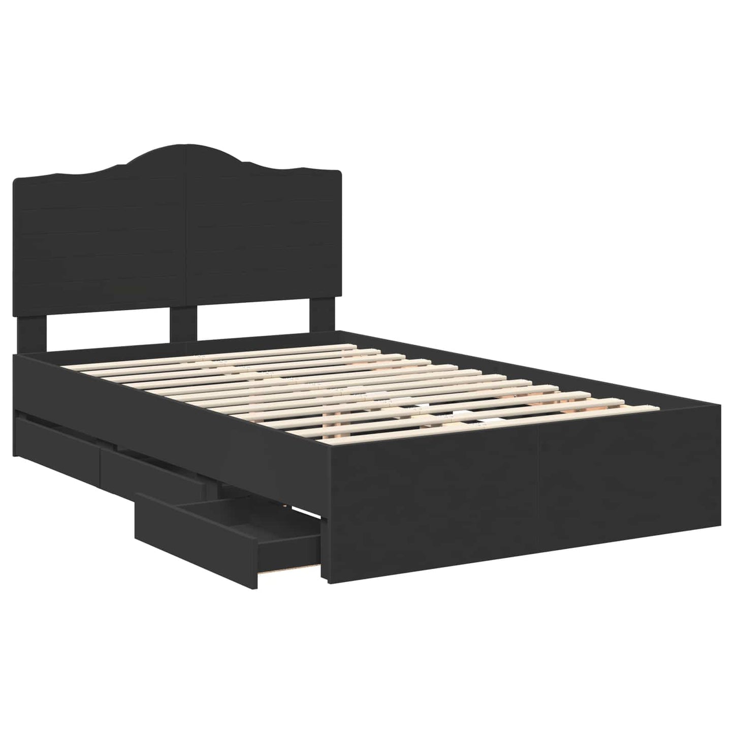 vidaXL Bed Frame with Drawer Black 120 x 190 cm Engineer Wood
