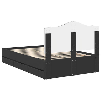 vidaXL Bed Frame with Drawer Black 120 x 190 cm Engineer Wood