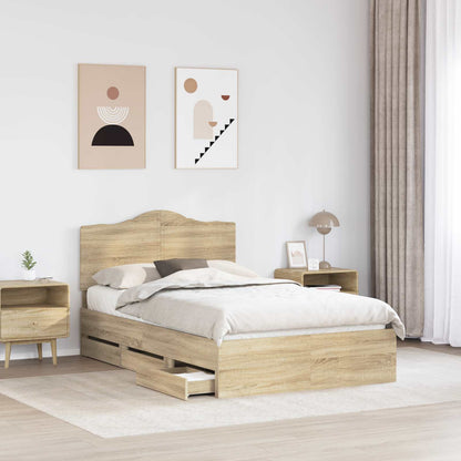 vidaXL Bed Frame with Drawer Sonoma Oak 120 x 190 cm Engineer Wood