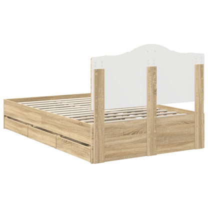 vidaXL Bed Frame with Drawer Sonoma Oak 120 x 190 cm Engineer Wood