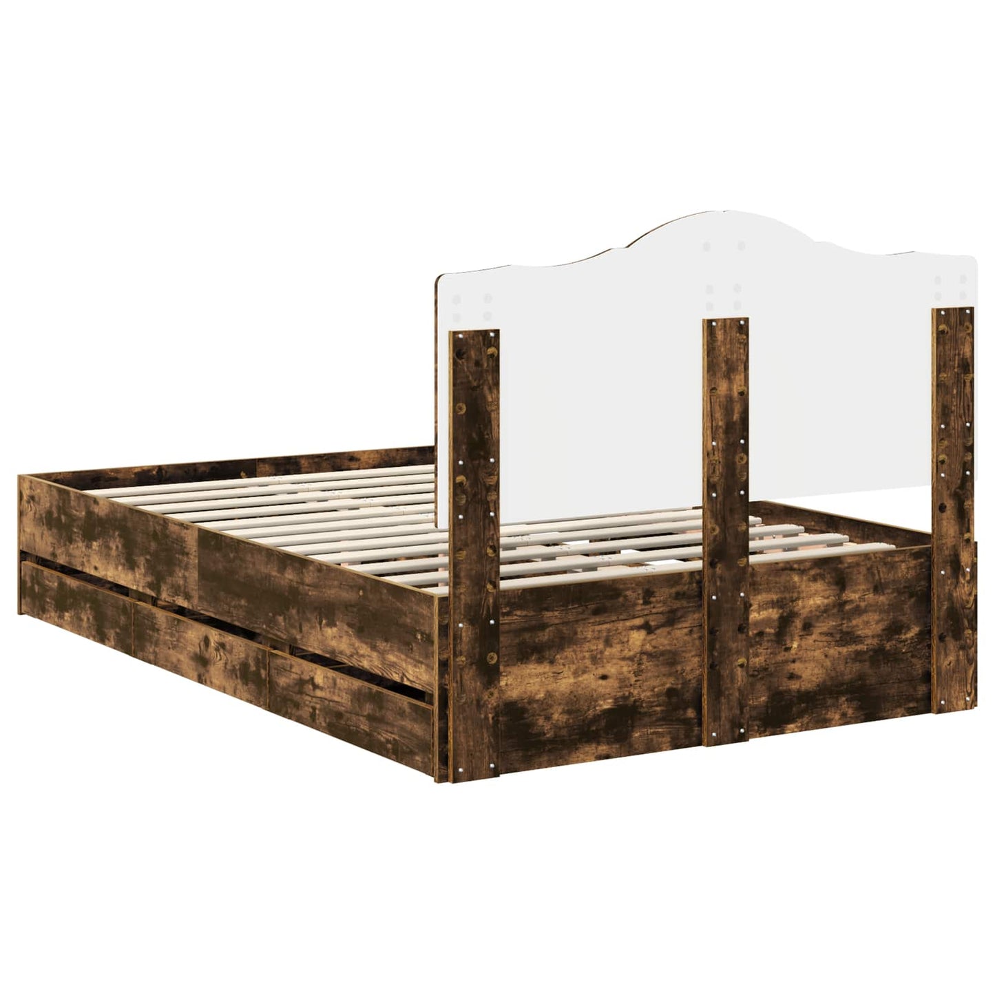 vidaXL Bed Frame with Drawer Smoked Oak 120 x 190 cm Engineer Wood