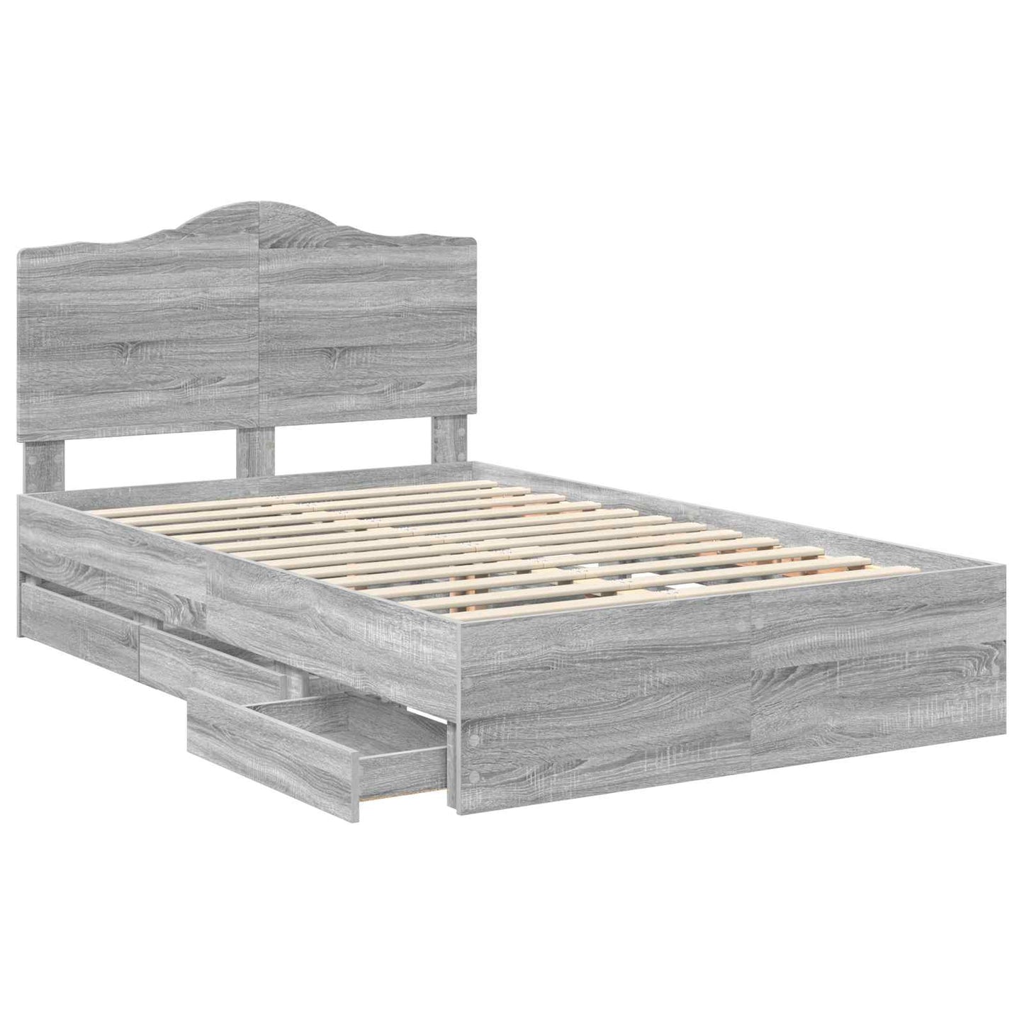 vidaXL Bed Frame with Drawer Grey Sonoma 120 x 190 cm Engineer Wood