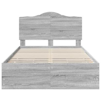 vidaXL Bed Frame with Drawer Grey Sonoma 120 x 190 cm Engineer Wood