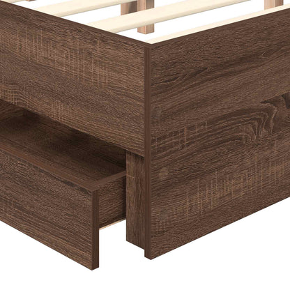 vidaXL Bed Frame with Drawer Brown Oak 120 x 190 cm Engineer Wood