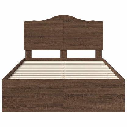 vidaXL Bed Frame with Drawer Brown Oak 120 x 190 cm Engineer Wood