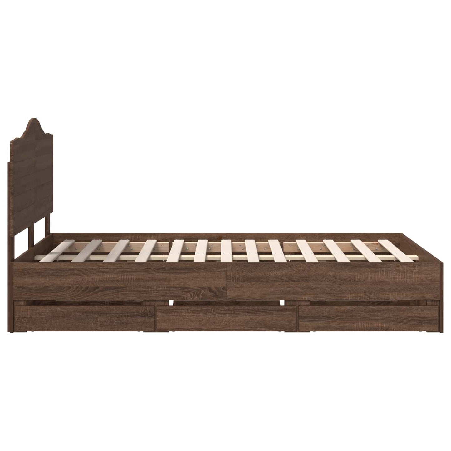 vidaXL Bed Frame with Drawer Brown Oak 120 x 190 cm Engineer Wood