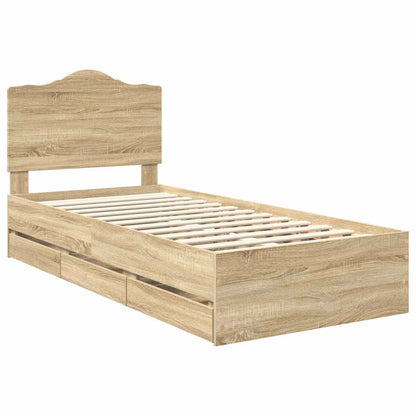 vidaXL Bed Frame with Drawer Sonoma Oak 100 x 200 cm Engineer Wood
