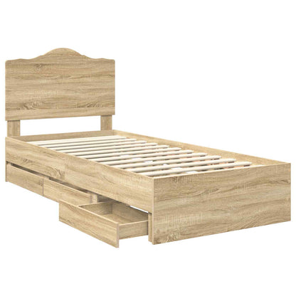 vidaXL Bed Frame with Drawer Sonoma Oak 100 x 200 cm Engineer Wood