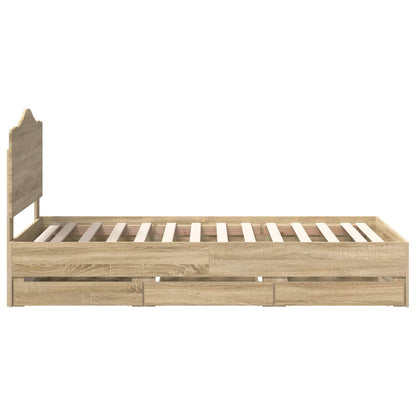 vidaXL Bed Frame with Drawer Sonoma Oak 100 x 200 cm Engineer Wood