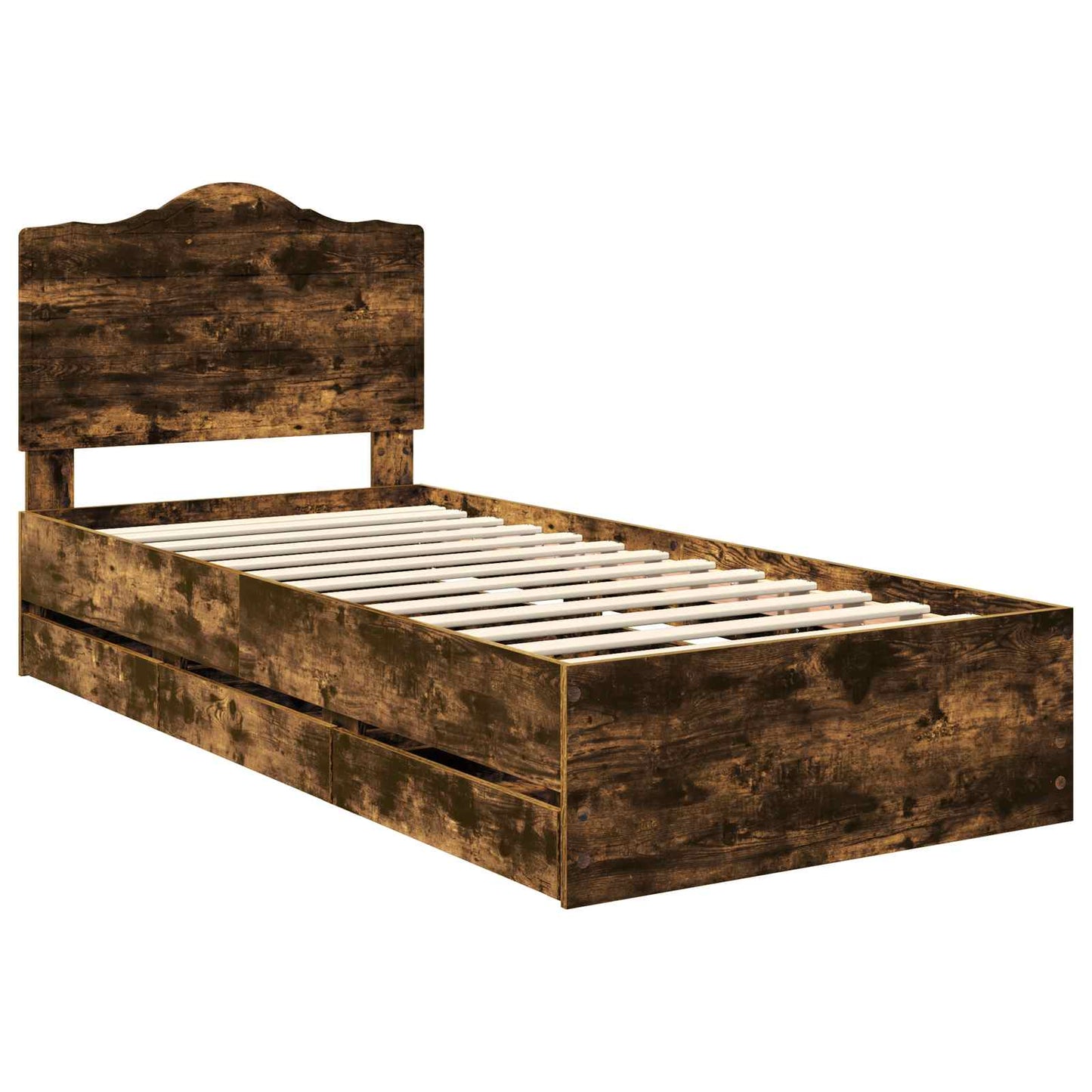 vidaXL Bed Frame with Drawer Smoked Oak 100 x 200 cm Engineer Wood