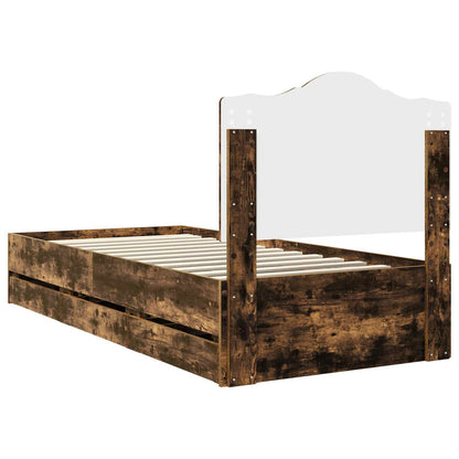 vidaXL Bed Frame with Drawer Smoked Oak 100 x 200 cm Engineer Wood