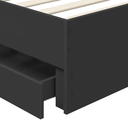 vidaXL Bed Frame with Drawer Black 90 x 200 cm Engineer Wood