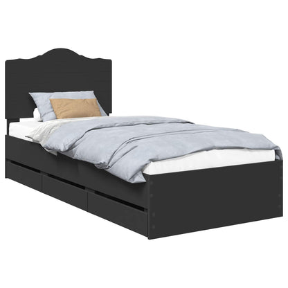 vidaXL Bed Frame with Drawer Black 90 x 200 cm Engineer Wood