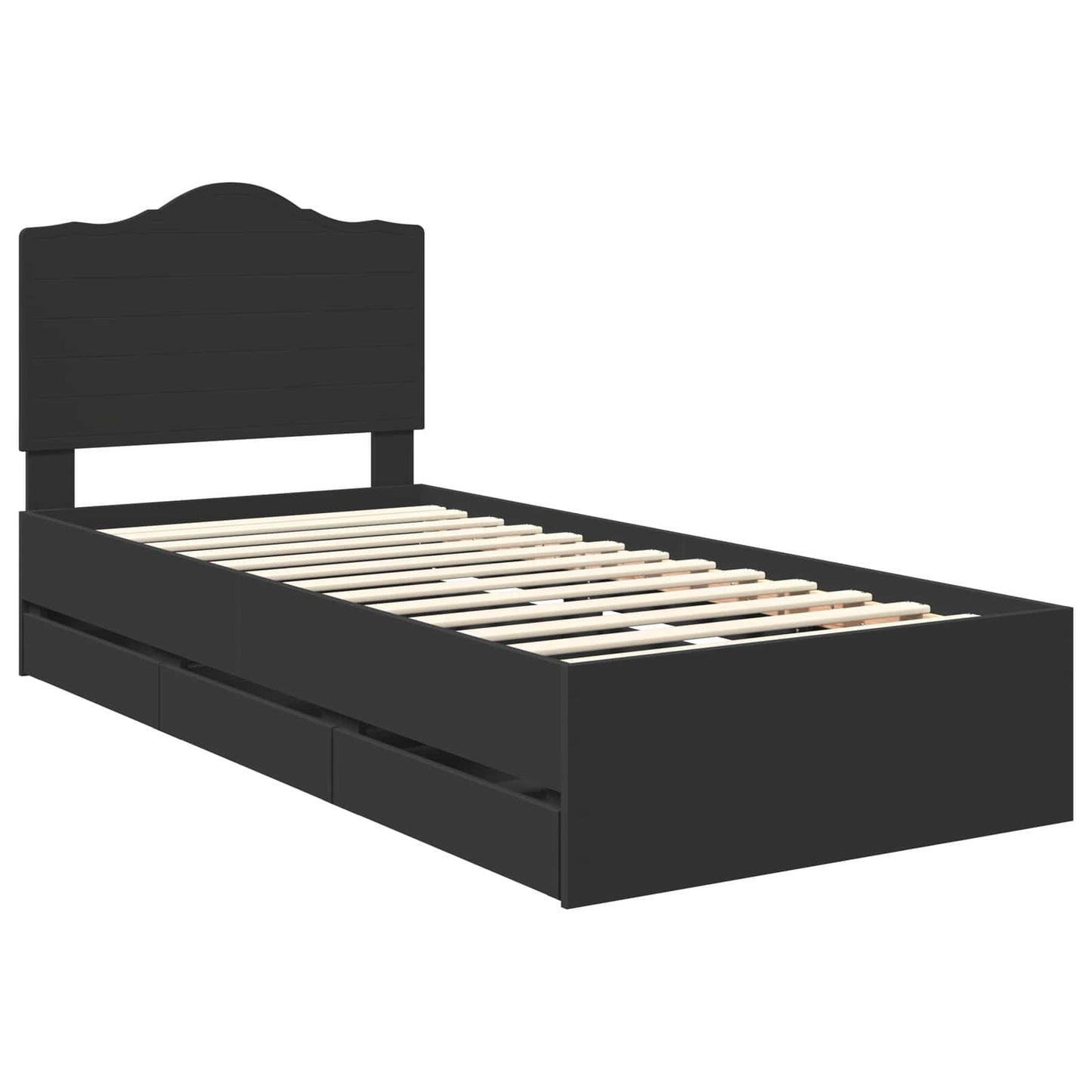 vidaXL Bed Frame with Drawer Black 90 x 200 cm Engineer Wood