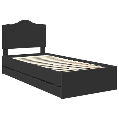 vidaXL Bed Frame with Drawer Black 90 x 200 cm Engineer Wood