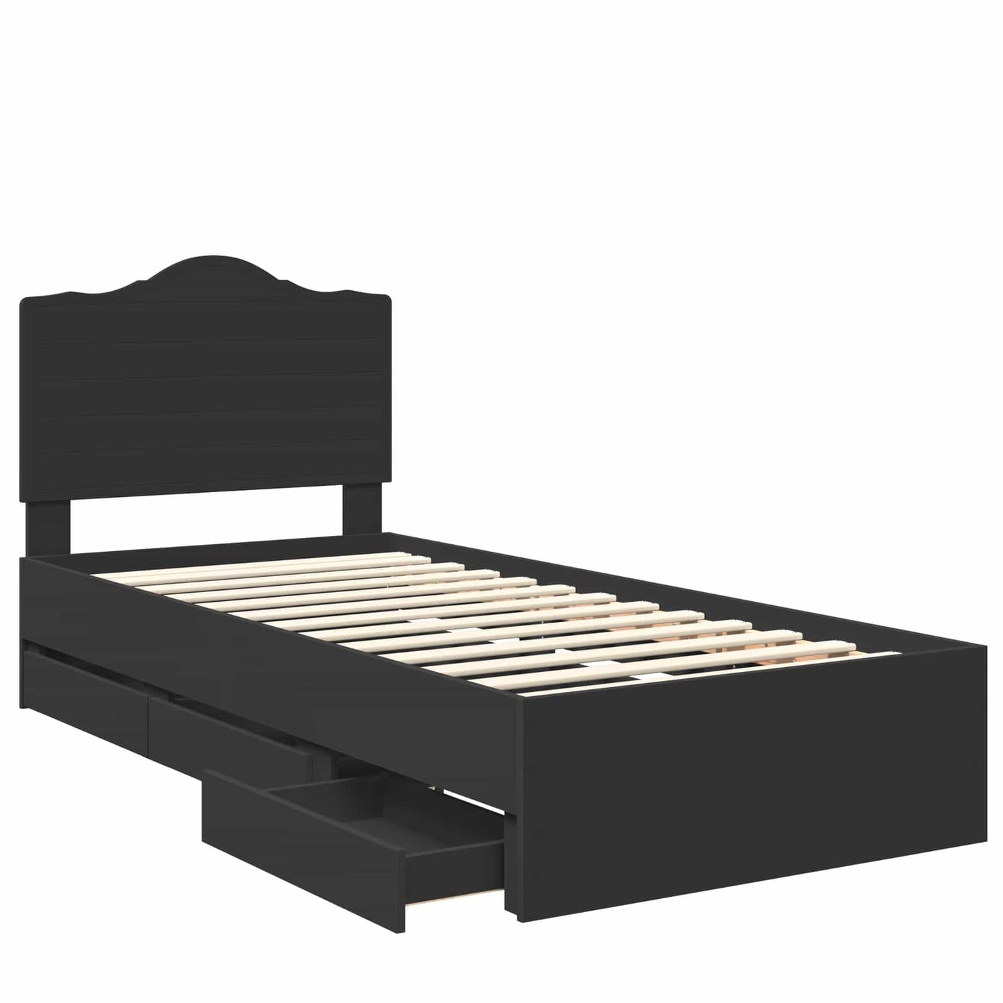 vidaXL Bed Frame with Drawer Black 90 x 200 cm Engineer Wood