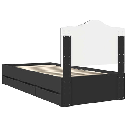 vidaXL Bed Frame with Drawer Black 90 x 200 cm Engineer Wood