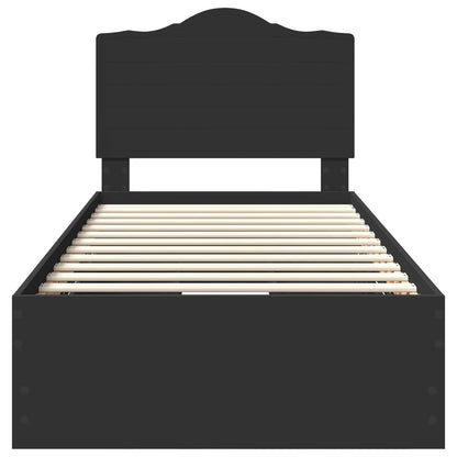 vidaXL Bed Frame with Drawer Black 90 x 200 cm Engineer Wood