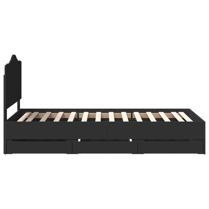 vidaXL Bed Frame with Drawer Black 90 x 200 cm Engineer Wood