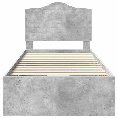 vidaXL Bed Frame with Drawer Concrete Grey 90 x 200 cm Engineer Wood