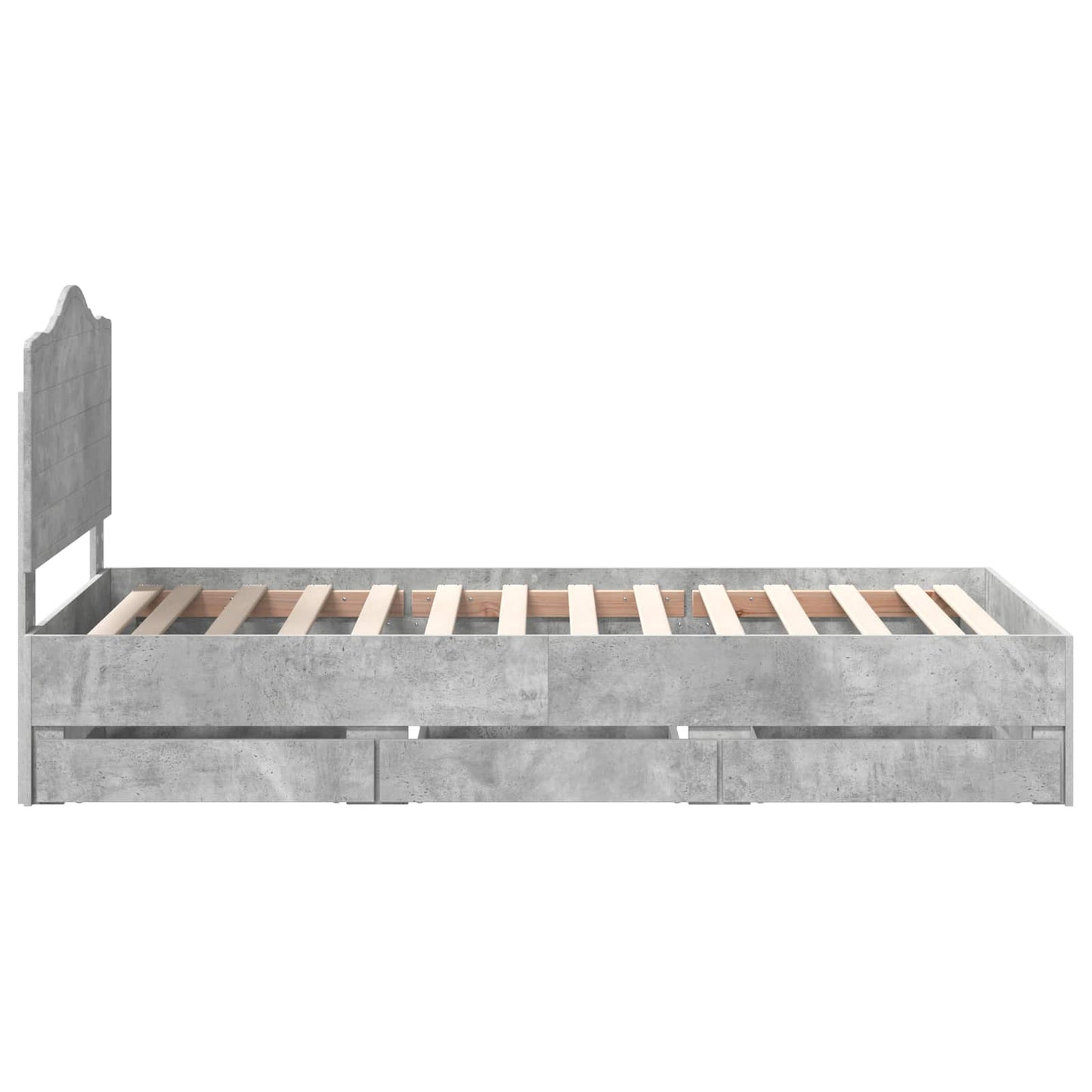 vidaXL Bed Frame with Drawer Concrete Grey 90 x 200 cm Engineer Wood