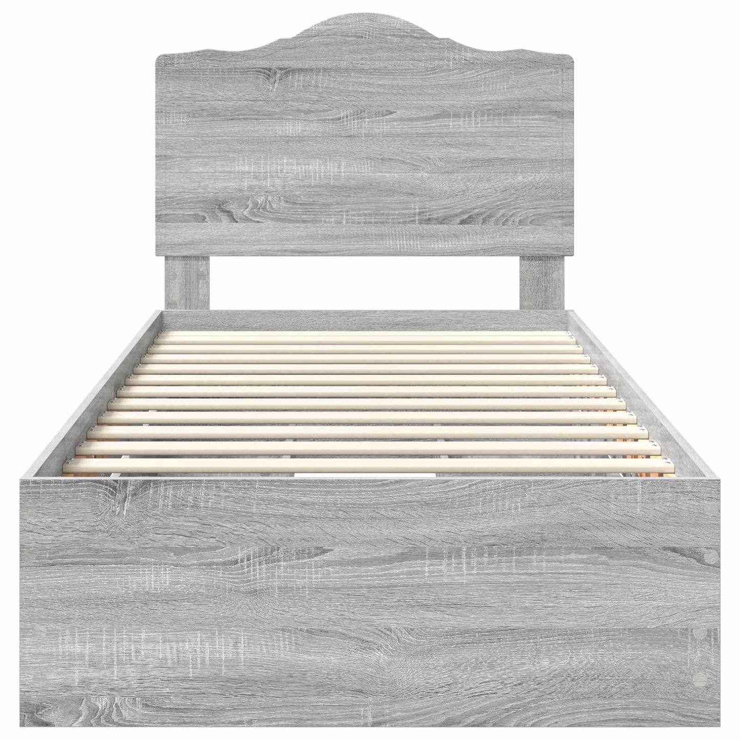 vidaXL Bed Frame with Drawer Grey Sonoma 90 x 200 cm Engineer Wood