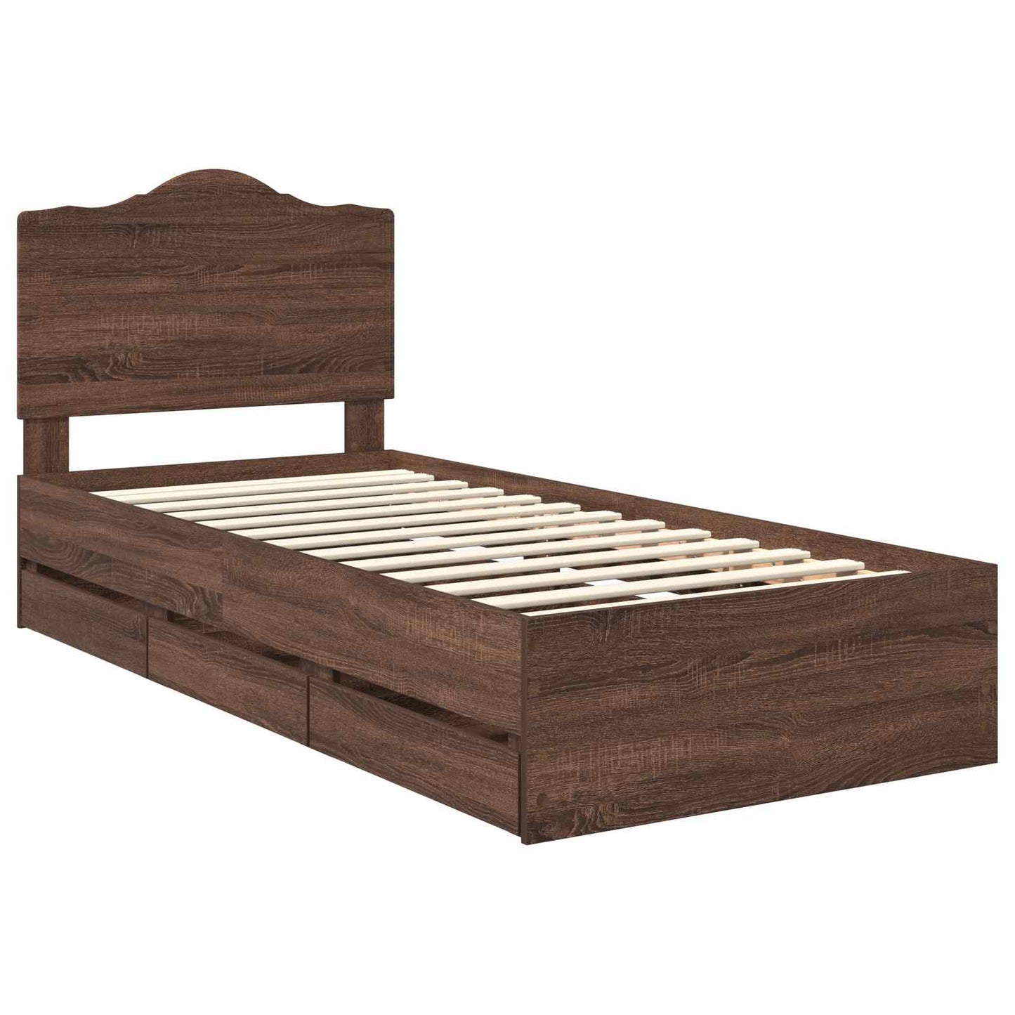 vidaXL Bed Frame with Drawer Brown Oak 90 x 200 cm Engineer Wood