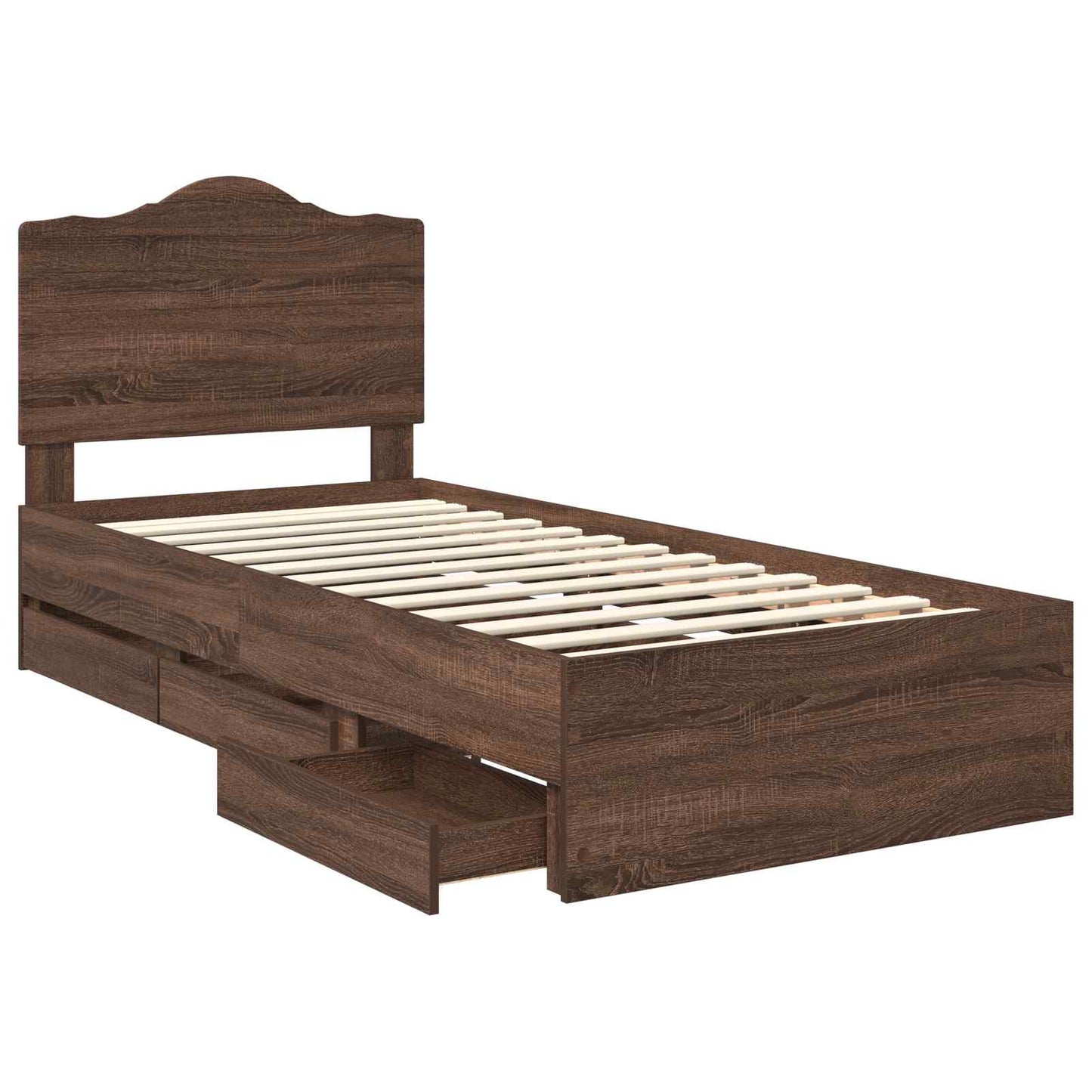 vidaXL Bed Frame with Drawer Brown Oak 90 x 200 cm Engineer Wood
