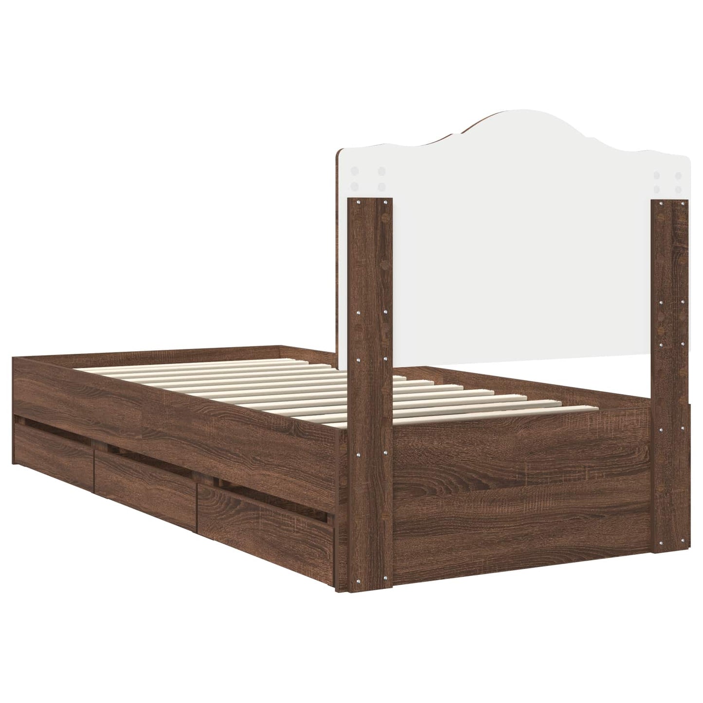 vidaXL Bed Frame with Drawer Brown Oak 90 x 200 cm Engineer Wood