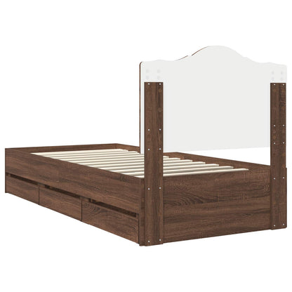 vidaXL Bed Frame with Drawer Brown Oak 90 x 200 cm Engineer Wood