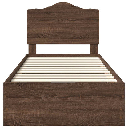 vidaXL Bed Frame with Drawer Brown Oak 90 x 200 cm Engineer Wood