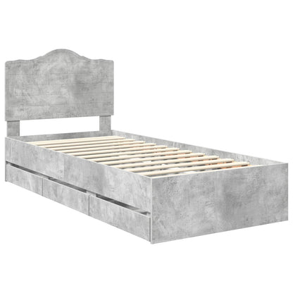 vidaXL Bed Frame with Drawer Concrete Grey 90 x 190 cm Engineer Wood