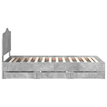 vidaXL Bed Frame with Drawer Concrete Grey 90 x 190 cm Engineer Wood