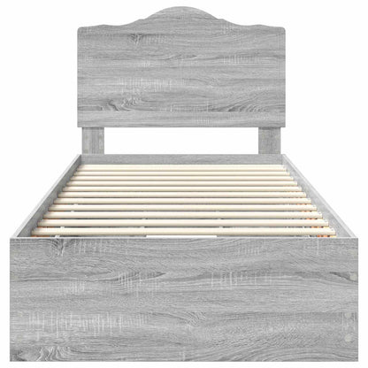 vidaXL Bed Frame with Drawer Grey Sonoma 90 x 190 cm Engineer Wood