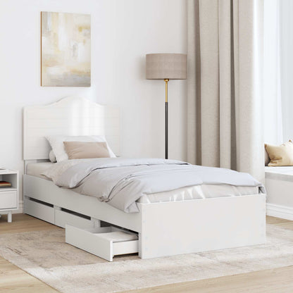 vidaXL Bed Frame with Drawer White 75 x 190 cm Engineer Wood
