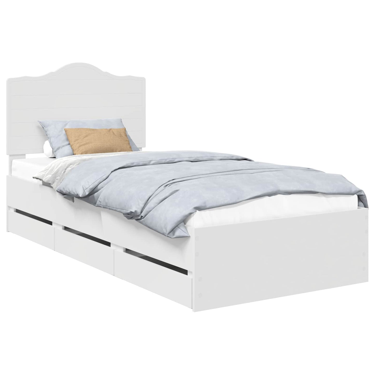 vidaXL Bed Frame with Drawer White 75 x 190 cm Engineer Wood