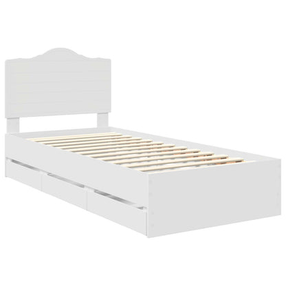 vidaXL Bed Frame with Drawer White 75 x 190 cm Engineer Wood