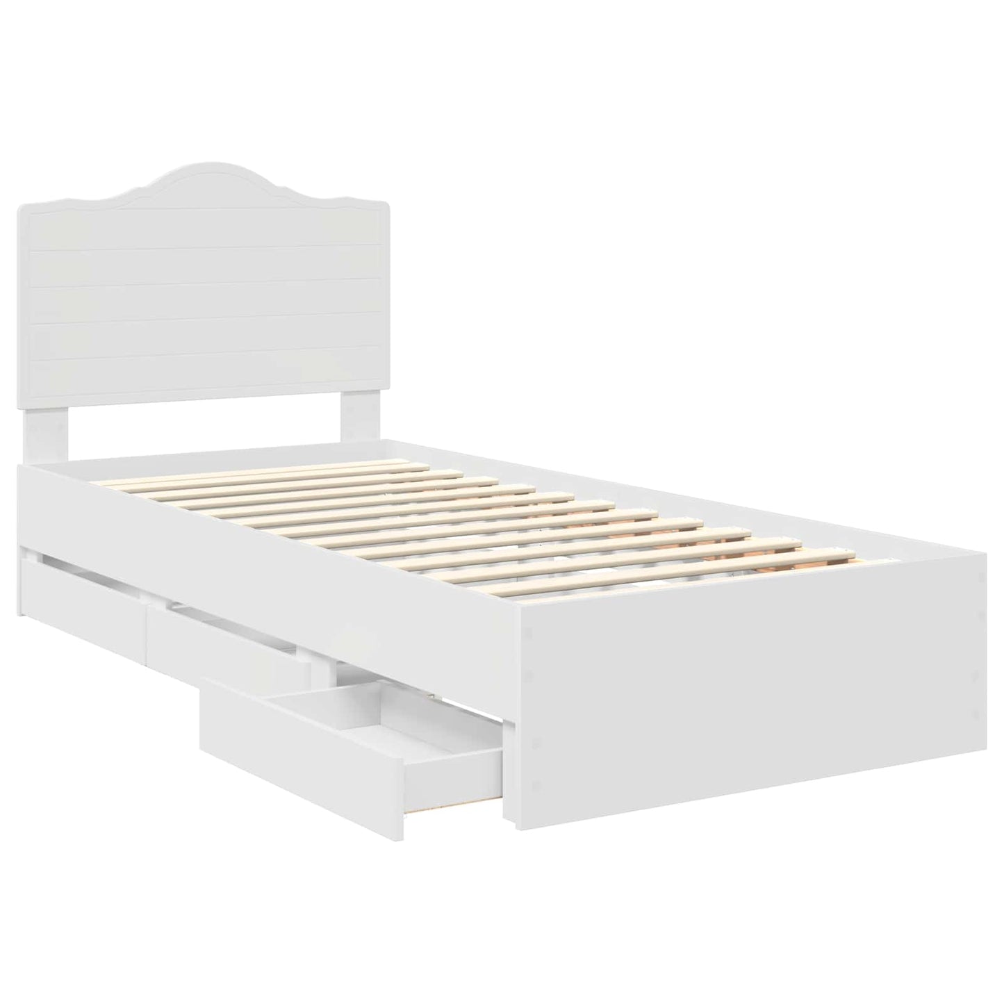 vidaXL Bed Frame with Drawer White 75 x 190 cm Engineer Wood
