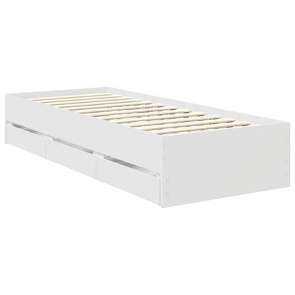 vidaXL Bed Frame with Drawer White 75 x 190 cm Engineer Wood