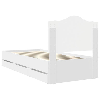 vidaXL Bed Frame with Drawer White 75 x 190 cm Engineer Wood