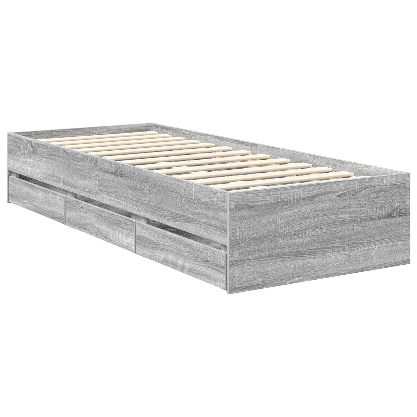 vidaXL Bed Frame with Drawer Grey Sonoma 75 x 190 cm Engineer Wood