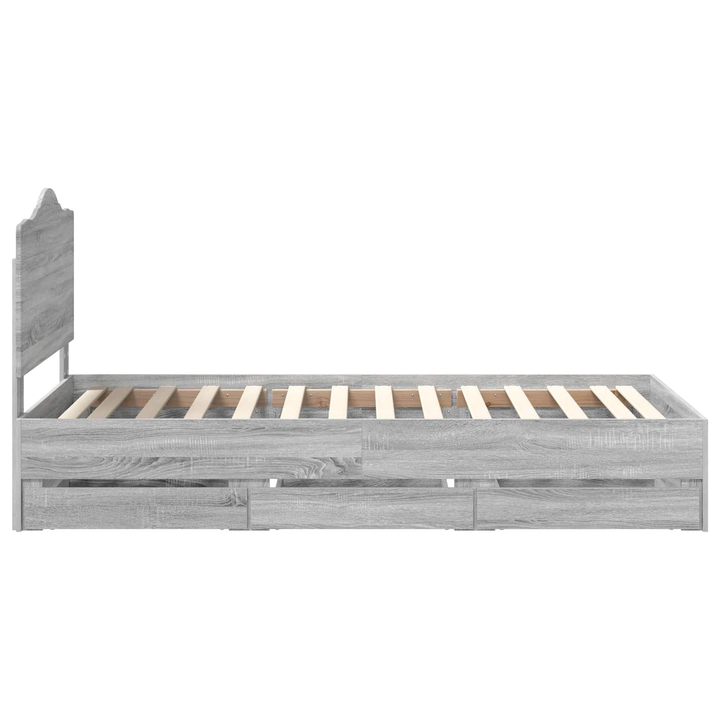 vidaXL Bed Frame with Drawer Grey Sonoma 75 x 190 cm Engineer Wood