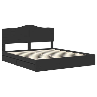 vidaXL Storage Bed with Headboard Black 200 x 200 cm Engineered Wood