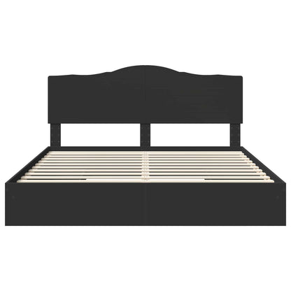 vidaXL Storage Bed with Headboard Black 200 x 200 cm Engineered Wood