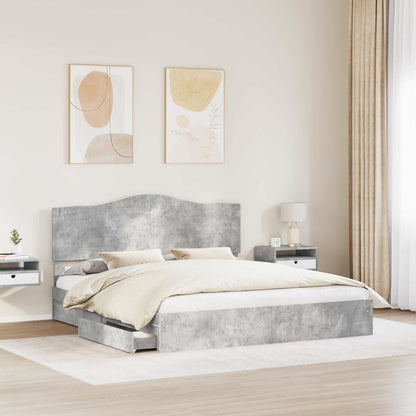vidaXL Storage Bed Concrete Grey 200 x 200 cm Engineered Wood