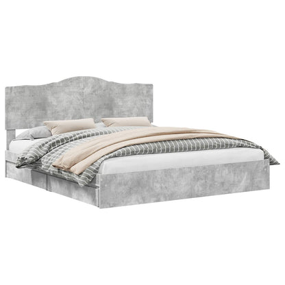 vidaXL Storage Bed Concrete Grey 200 x 200 cm Engineered Wood